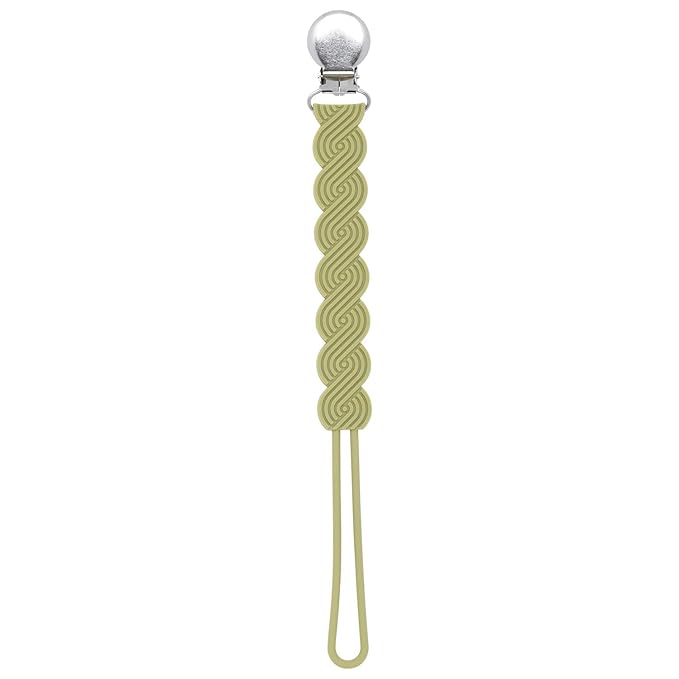 Three Little Tots All Silicone Modern, Short and Safety Tested Pacifier Clip (Olive, Waverly)