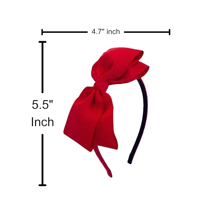 ClassExceed Red Bow Headband for Girls 3–12 – Easter & Church Hair Bow, Solid Color Ribbon Kids Headband for Holiday Outfits