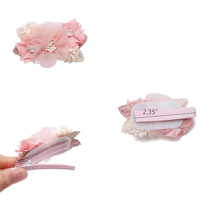 Flower Hair Clips Set for Baby Girl Lightweight Floral Hair Bow Accessories with Boutique Fully Lined Alligator Clip 3pcs for Toddler Teens Gifts