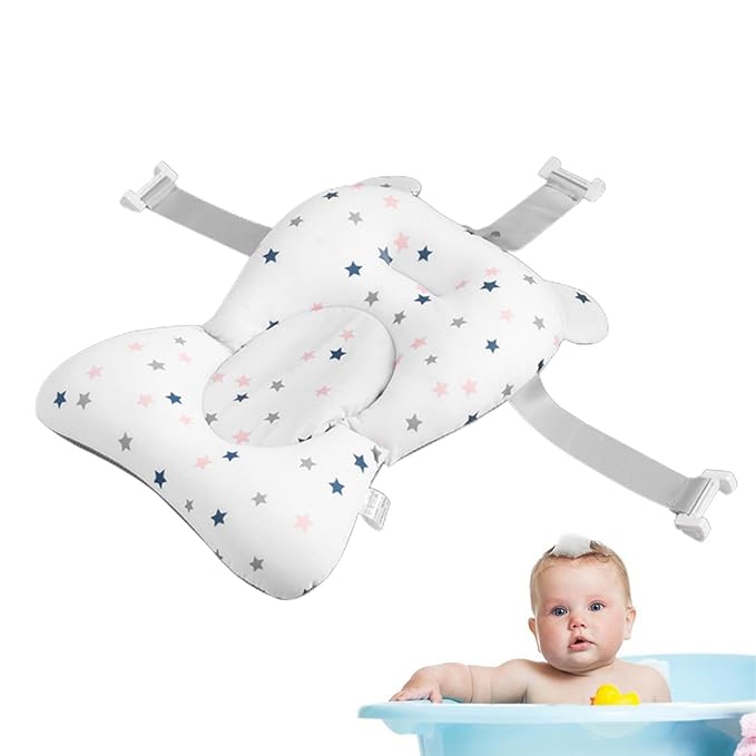 Baby Bath Pad | Foldable Travel Baby Baths Tub, Babies Tub with Soft Baths Mat, Babies Bath Seat Support Net, Non-Slip, 3 Safety Belts, for Home Travelling
