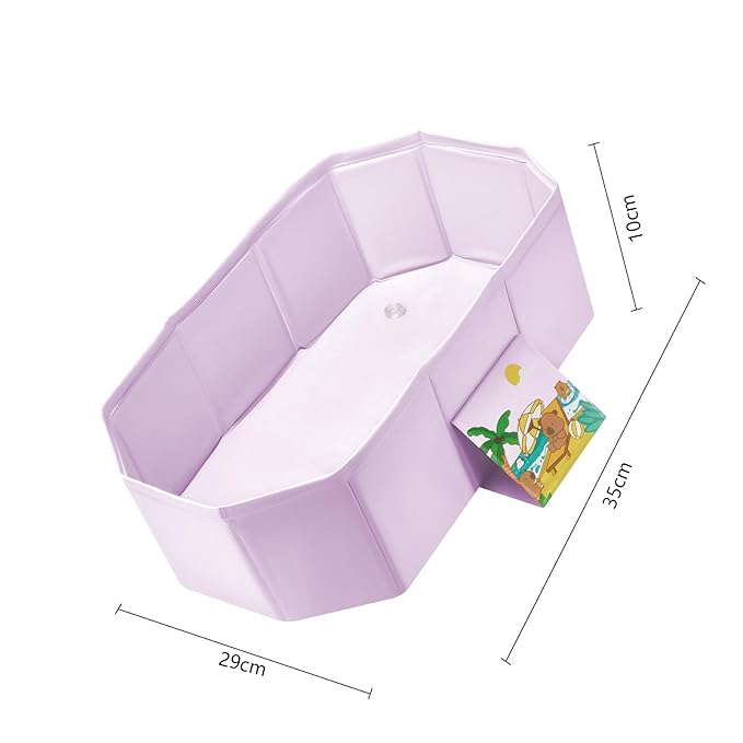 Baby Bathtub for Newborn to Toddlers, Foldable Infants Babies Bath Tub with Non-Slip Base and Drain Plug, Portable Bathtub for Home Outdoor (Pink, 75-45-25CM)