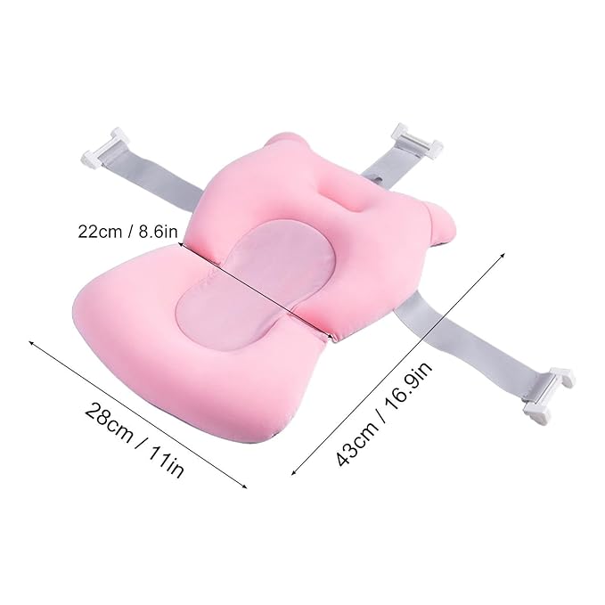 Baby Bath Pad | Foldable Travel Baby Baths Tub, Babies Tub with Soft Baths Mat, Babies Bath Seat Support Net, Non-Slip, 3 Safety Belts, for Home Travelling