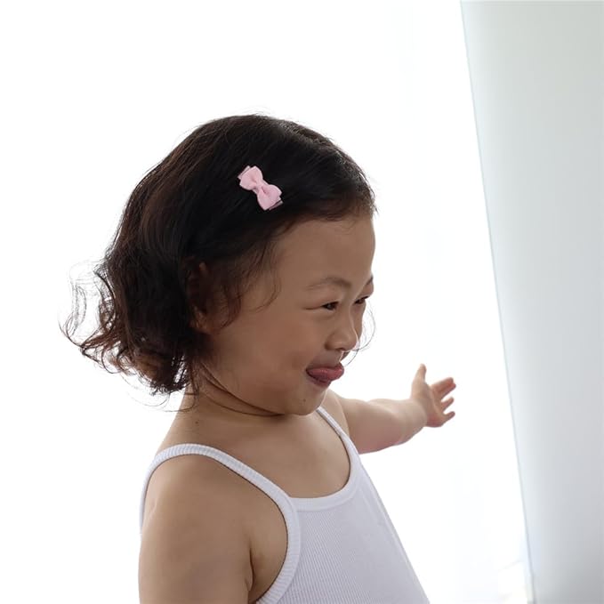 12 PCS Baby Bow Bangs Hair Clips Tiny Snap Clip for Infant Toddler Girl Mini Grosgrain Ribbon Hair Bow Barrettes Girls Hair Accessories (Tiny bow 1.2" 12 Colors)