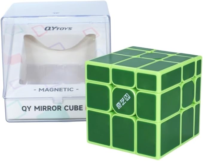 Qiyi Magnetic Mirror 3x3x3 Speed Cube - Stickerless Magnets, Different Shapes With Titles (Green)