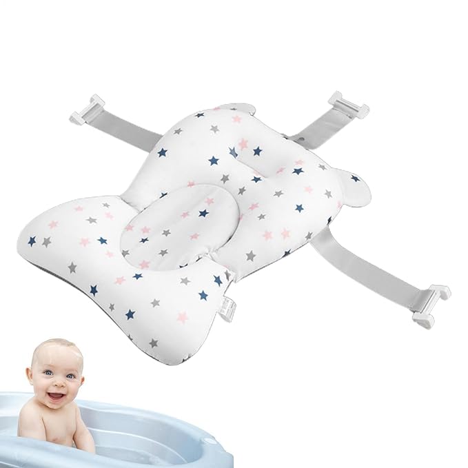 Baby Bath Pad | Foldable Travel Baby Baths Tub, Babies Tub with Soft Baths Mat, Babies Bath Seat Support Net, Non-Slip, 3 Safety Belts, for Home Travelling