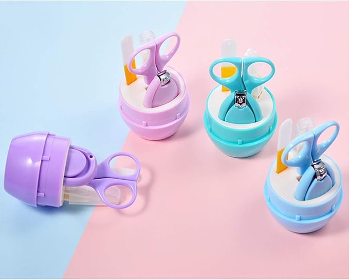 SONARIN Transparent Lid Baby Nail Kit,4-in-1 Baby Grooming Kit,with Baby Nail Clippers,Scissor,Nail File&Tweezer,Baby Nail Care Kit for Newborn,Infant or Toddler(Light Purple)