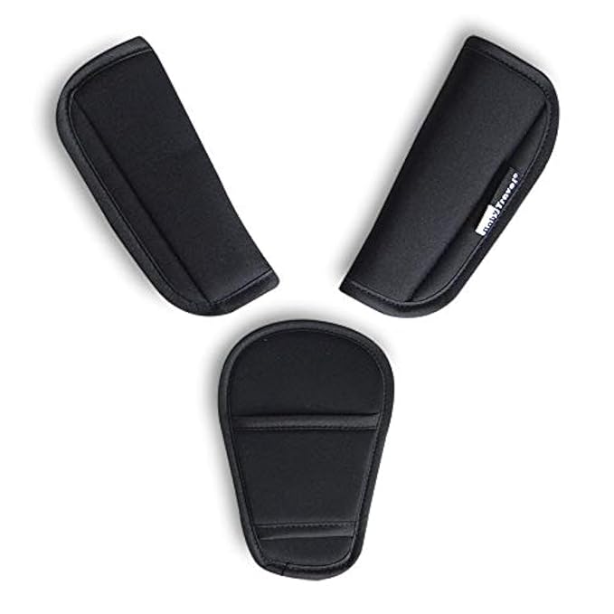 3 Pieces Baby Stroller Car Seat Strap Covers and Crotch Pad Combo Black, Soft Strap Covers Universal for Newborns Infants Kids Child
