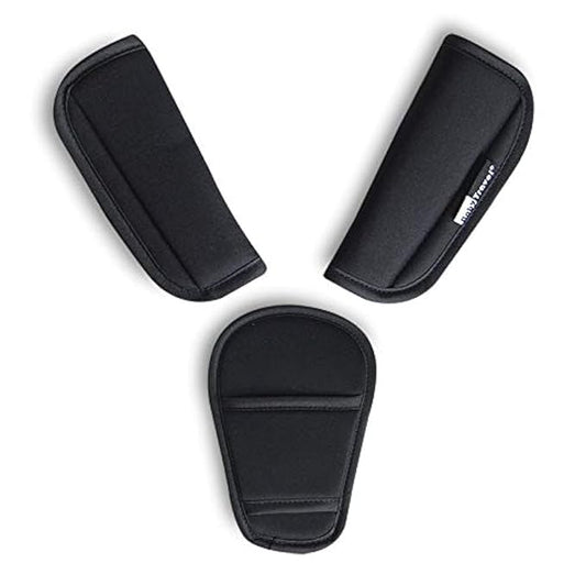 3 Pieces Baby Stroller Car Seat Strap Covers and Crotch Pad Combo Black, Soft Strap Covers Universal for Newborns Infants Kids Child