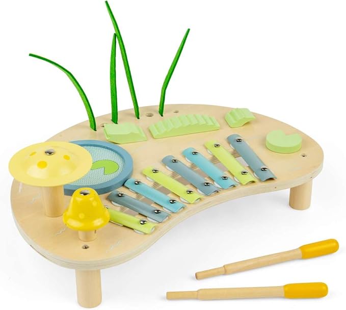 Bigjigs Toys Jungle Music Bench - All in 1 Wooden Musical Set for Toddlers and Kids, Percussion Sets, Instruments & Accessories, Gifts for Kids, Ages 3 and Up