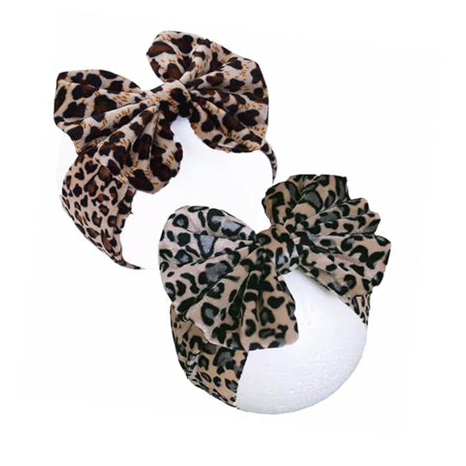 Bows for Baby Girls Headband, Newborn Bows Headbands Baby Hair Bows Hairbands Hair Accessories.(FD104) (leopard headband)