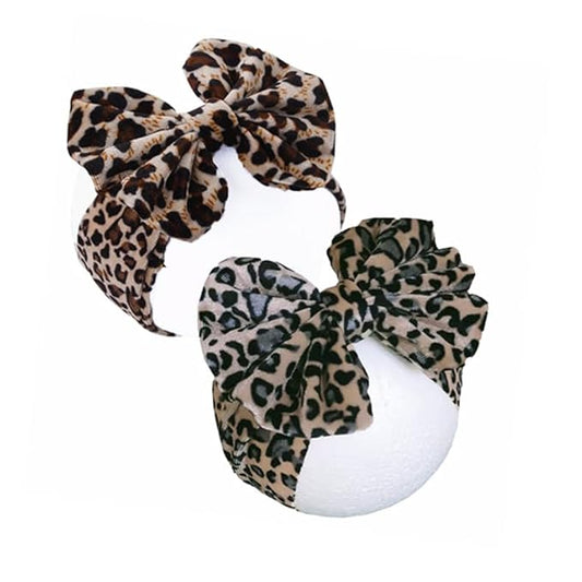 Bows for Baby Girls Headband, Newborn Bows Headbands Baby Hair Bows Hairbands Hair Accessories.(FD104) (leopard headband)