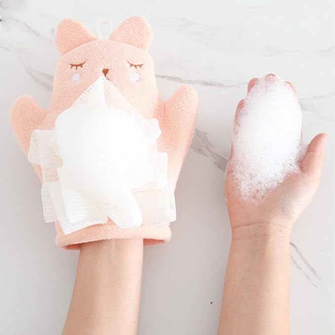 Bath Sponge for Kids Cute Animal Shower Bathing Mitt Loofah Soft Wash Sponge Body Scrub for Baby Toddler (Set of 3