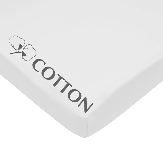 American Baby Company 100% Natural Cotton Fitted Pack and Play Sheet 39" x 27" - Soft & Breathable Pack N Play Sheet for Playpen, Playard & Mini Crib Mattress, Snow White, for Boys & Girls