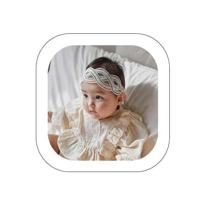 Baby Girls Lacy Bow Headband Soft Breathable Lace Hairband for Toddlers Infant Baptism Christening Beanie Cap Wide Turban Wedding Party Shower Gifts (Style 3)