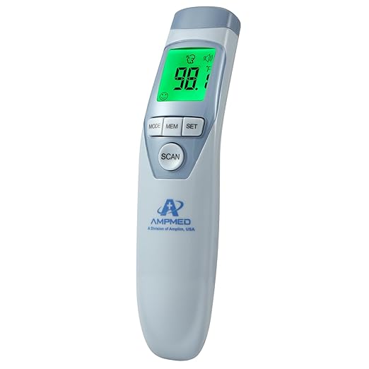 Amplim Medical Forehead Thermometer for Adults and Kids, Baby Thermometer No Touch Infrared with Fever Alarm, 1 Second Fast Reading, Memory Recall, Color LCD Display, Home Family Use