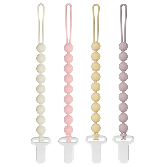 Pacifier Clips Baby Girls - Draklary 4 Pack Paci Clip Silicone Soothe Baby Binky Holder for Newborn Essentials Shower Birthday Gift Scenes