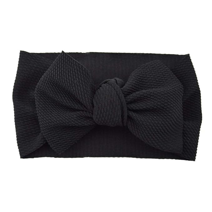 Baby Girl's 8'' Soft Big Bow knot Nylon Headband Toddler Hairband for Photography Travel Party Festivals (Black)