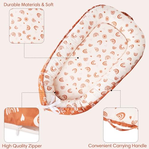 Lounger Cover, Nest Cover, Portable Nest Soft & Breathable Cotton Infant Floor Seat (Rainbow Pattern)