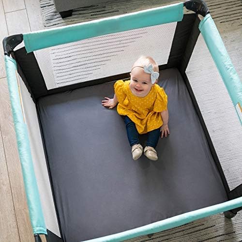 SheetWorld Fitted Pack N Play Playard Sheet 36x36, Fits The Graco Tot Bloc, Delta Children Playard, and All 36 x 36 Mattresses, 100% Cotton Woven, Pindots Gray, Made in USA