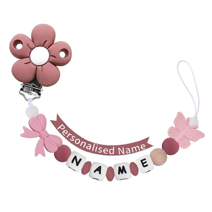 Personalized Baby Pacifier Clip with Name,Customized Name Silicone String Clip for Boy Girl