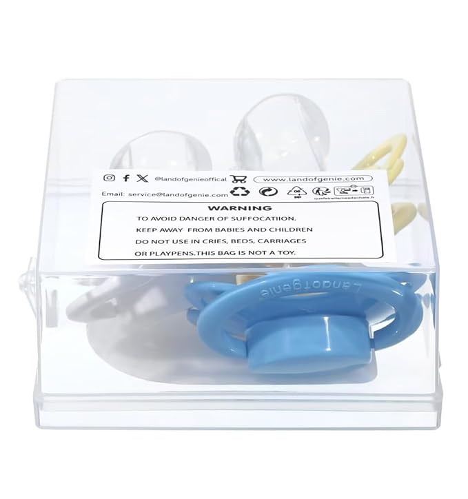 Landofgenie Large Shield Adult Size Pacifiers Set Moon Shaped Cutie Pacifier 3 Pack - White+Blue+Yellow