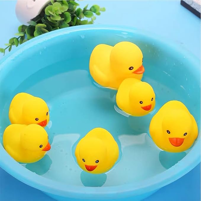 10Pcs Mold Free Yellow Rubber Ducks Waterproof Bath Duck Toys for Toddlers Boys Girls, No Hole Yellow Ducky in Bulk Baby Shower Toy Birthday Party Favors Gift Classroom Summer Beach Pool Party Games