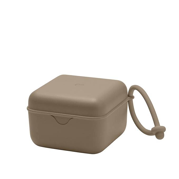 BIBS Pacifier Box with Loop for Storing & Carrying Soothers | 100% BPA Free Material | Designed & Made in Denmark | Dark Oak