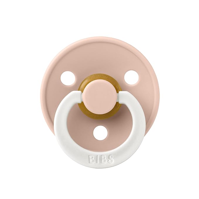 BIBS Pacifiers | Natural Rubber Baby Pacifier | Set of 2 BPA-Free Soothers | Made in Denmark | Blush Glow | Size 0-6 Months