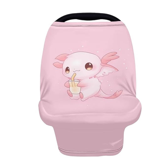 HUIACONG Fly Axolotl Babies Carseat Covers Pink Kawaii Canopy Nursing Cover Girls Cute Car Seat Cover Babies Car Seat Canopy Scarf Infant Stroller Covers