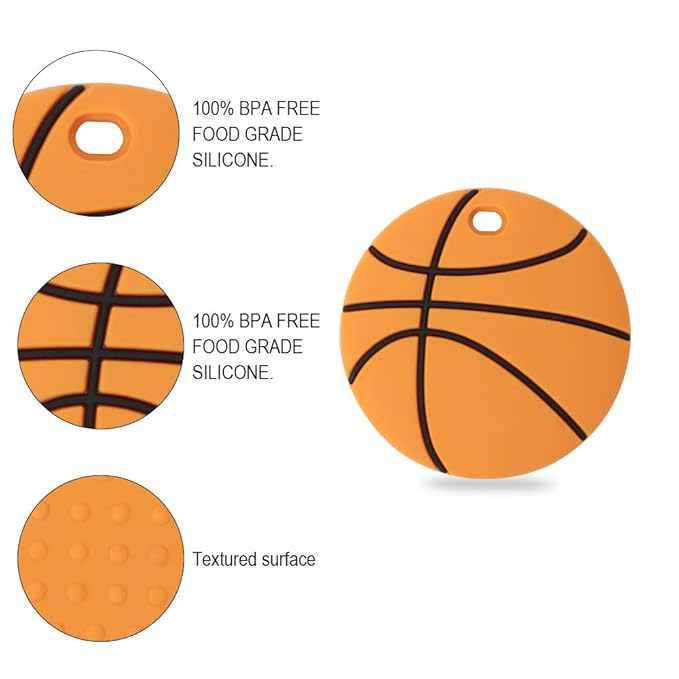Baby Sport Teething Toys,BPA Free Food Grade Silicone Teether,Highly Effective Pain Relief for Boy and Girl,Freezer Safe Teething Egg (Basketball)