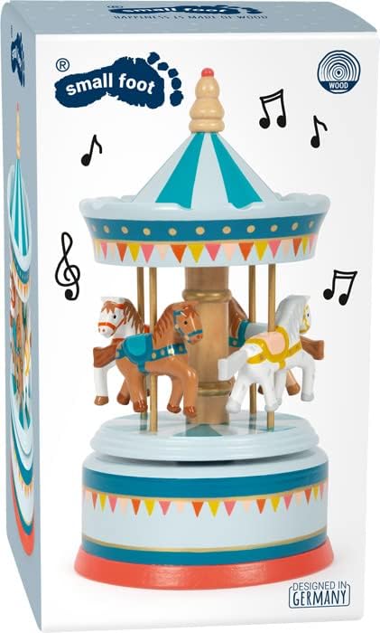 Small Foot Musical Box Horse Carousel Circus Wooden Decoration for Children's Room with Beautiful Sleep Music, 12321