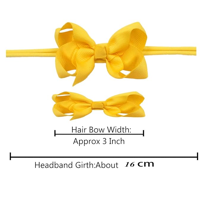 CÉLLOT 40 Colors Baby Bow Headbands 3" Hair Bows Super Soft Nylon Headbands for Baby Girls Infants preemie and Newborn Kids Hair Accessories