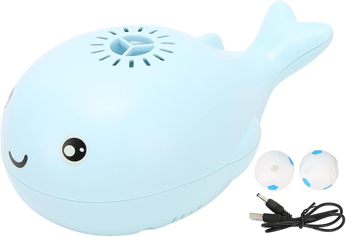 Floating Ball Whale Toy, USB Charge Plastic Whale Floating Ball Toy for Family (Blue)