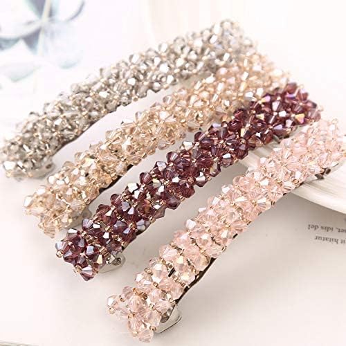 2Pcs Black Hair Clips, Handmade Rhinestone Barrettes Metal Hair Holders Clips and Barrettes for Women Girls Headwear Styling Accessories