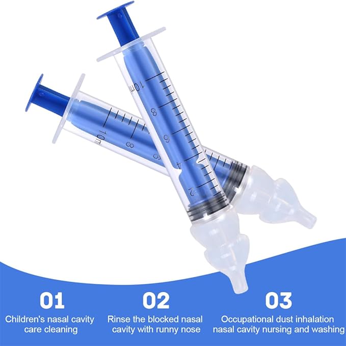 Nasal Irrigator for Baby Portable Infant Nose Cleaner Rinsing Device with Cleanable Reusable Silicone Nasal Suction Tips Nasal Hygiene 2Pcs