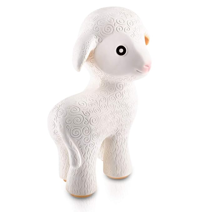 CaaOcho Pure Natural Rubber Teething Baby Toy - Mia the Lamb Teether for Babies, BPA Free Baby Toy, All Natural Teething Toys for Babies 0-6, Safe and Fun Molar Teether Toy