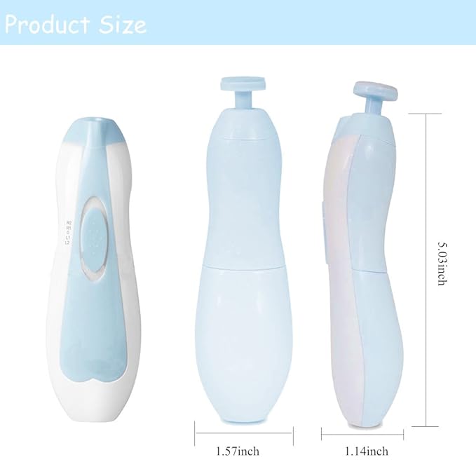 6 in 1Electric Baby Nail Clippers Set with Travel Case- Safe Baby Nail File trimmer for Newborn or Toddler Toes and Fingernails, Battery Operated (AA Not Include) Blue