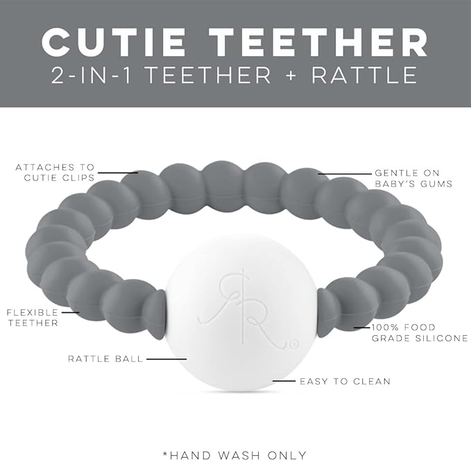 Ryan and Rose Cutie Teether Rattle (Charcoal)