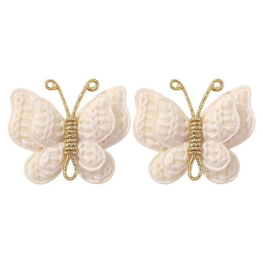 Pack of 2 hair bows girls. Kids’Fashionable Artificial Butterfly Hair Clips (Deep beige)