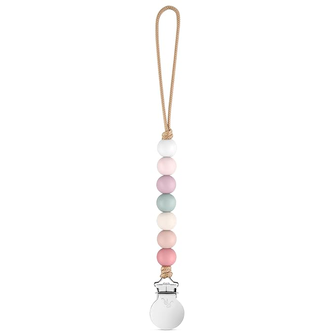 Ryan & Rose Pacifier Clip Georgia - Silicone Pacifier Clip Baby boy Baby Girl Binky paci Clip Baby Pacifier Holder binkie Clip Binky Clips Newborn Baby Care Baby Pacifier Clip (Blossom)