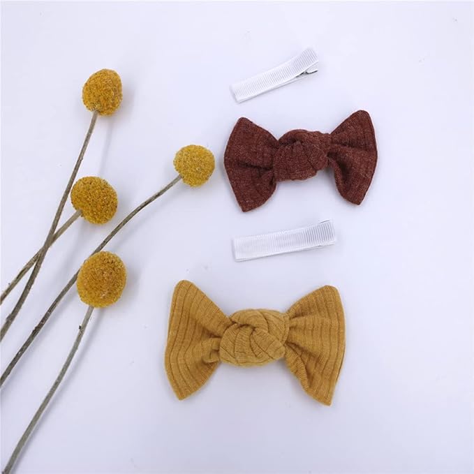 Sugarmelon Mommy and Me Headband Set Mother Baby Matching Turban Headband for Toddler Baby Girls Women Scrunchies Hair Bow Hairbands (Mustard and Golden Brown)