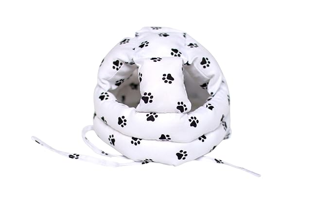 Soft Organic Helmet for Toddlers Learning to Walk, Ages 6–14 Months (Footprints on a White Background)