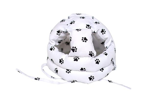 Soft Organic Helmet for Toddlers Learning to Walk, Ages 6–14 Months (Footprints on a White Background)