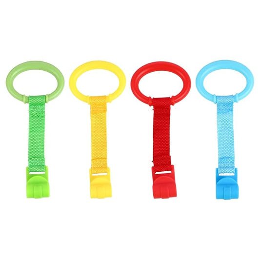 TOYANDONA Baby Pull up Rings for Crib and Playpen 4-Pack Baby Hand Pull Rings for Toddler Standing Support and Walking Assistance 8.3X3.7X1 Inches