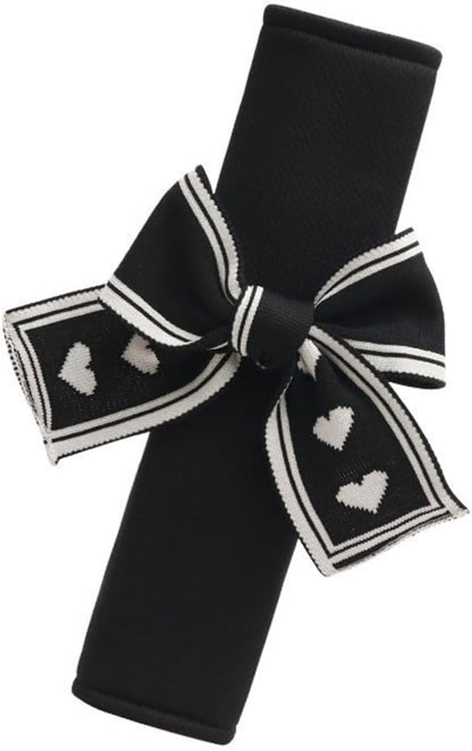 Bow Car Seat Straps Shoulder Pads for Women Girl, Soft Seat Belt Covers for All Car Seats/Pushchair/Stroller/High Chair (Black)