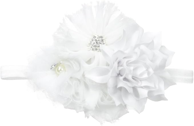 My Lello Shabby Fabric Flower Cluster Headbands Baby - Girls - Toddler Stretchy Elastic