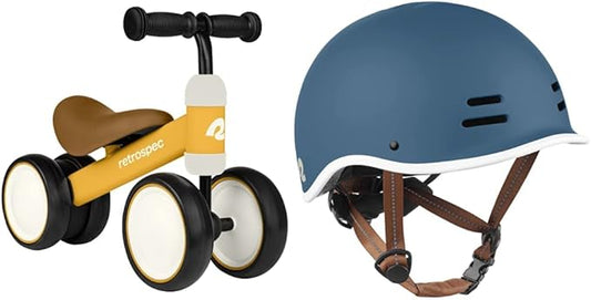 Retrospec Cricket Baby Walker Balance Bike with 4 Wheels for Ages 12-24 months - Toddler Bicycle Toy for 1 Year Old’s - Ride On Toys for Boys and Girls