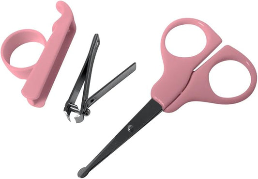 Evelots Baby Manicure Nail Clipper and Scissor Set - Safe for Babies, Pink