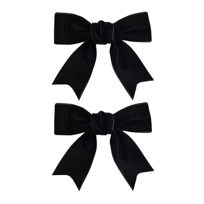 2 Pcs Cute Black Velvet Hair Bow Clips 3" Bowknot Alligator Clip Barrettes Hairpins for Girl Kids Accessories