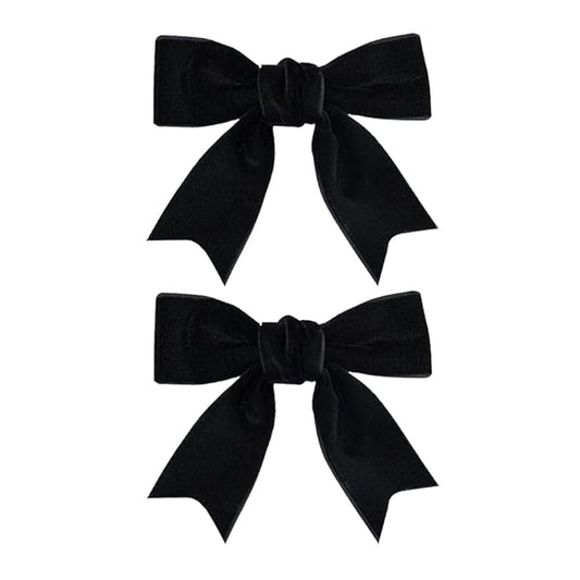 2 Pcs Cute Black Velvet Hair Bow Clips 3" Bowknot Alligator Clip Barrettes Hairpins for Girl Kids Accessories